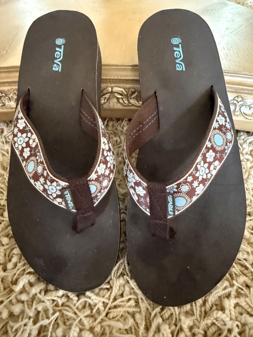 Teva Mush Mandalyn Wedge Flip Flops Sandals Women 9 Floral Boho Y2K Beach